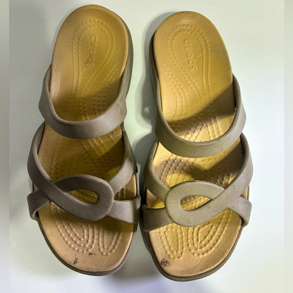 CROCS Tan Sandals Comfort Slip-On - Picture 1 of 8